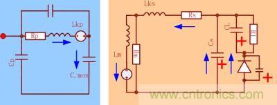 當(dāng)DS端電壓上升，次級的電壓達(dá)到輸出電壓
