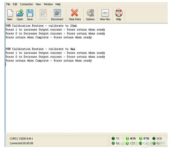 校準(zhǔn)PWM時(shí)的&ldquo;超級(jí)終端&rdquo;輸出