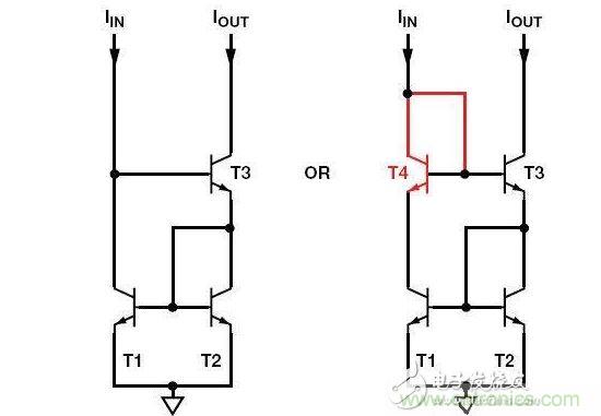 威爾遜電流鏡T4為可選器件，但使用它可改善精度和動(dòng)態(tài)范圍