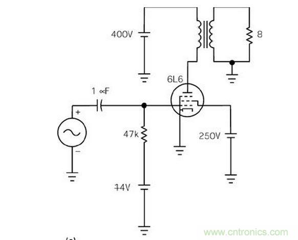 五極管（a）能輸出比三極管（b）大得多的功率，但采用升壓三極管配置除外（c）