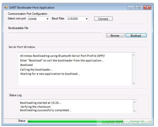 具有嵌入式終端仿真器窗口的定制引導(dǎo)加載器主機(jī)工具應(yīng)用實(shí)例。