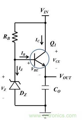 簡單的串聯(lián)穩(wěn)壓器。