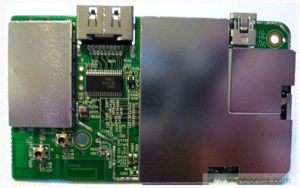 圖(f)：PTV3000流媒體適配器拆解過程。