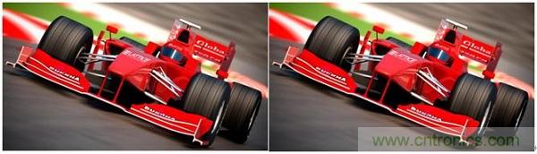 右側(cè)圖片按照DSC規(guī)范進行了2.5x壓縮，左側(cè)圖片未經(jīng)壓縮。瀏覽者很難看出兩者的差別。