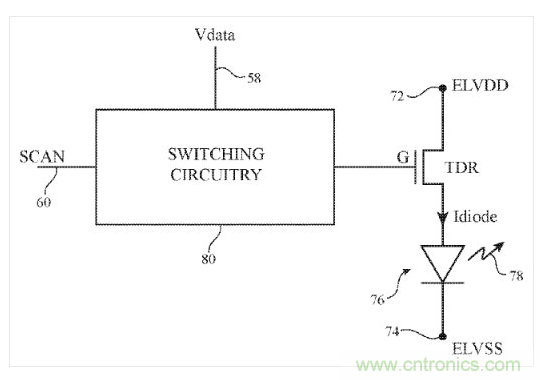 這是來自上述專利針對OLED顯示器畫素的說明示意圖。