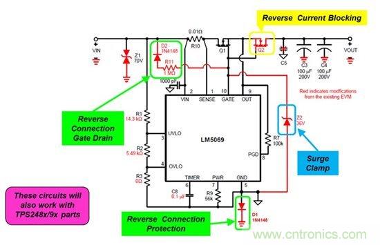 針對反向連接、浪涌鉗位以及反向電流保護(hù)進(jìn)行防御