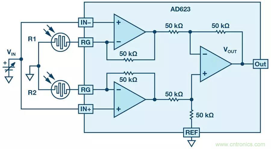 你有沒有試過用儀表放大器測(cè)量兩個(gè)光源的相對(duì)強(qiáng)度？